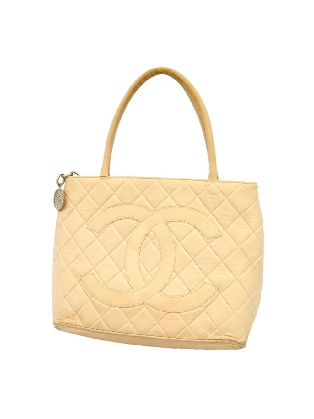 Chanel Tote Bag Reissue Lambskin Beige Silver